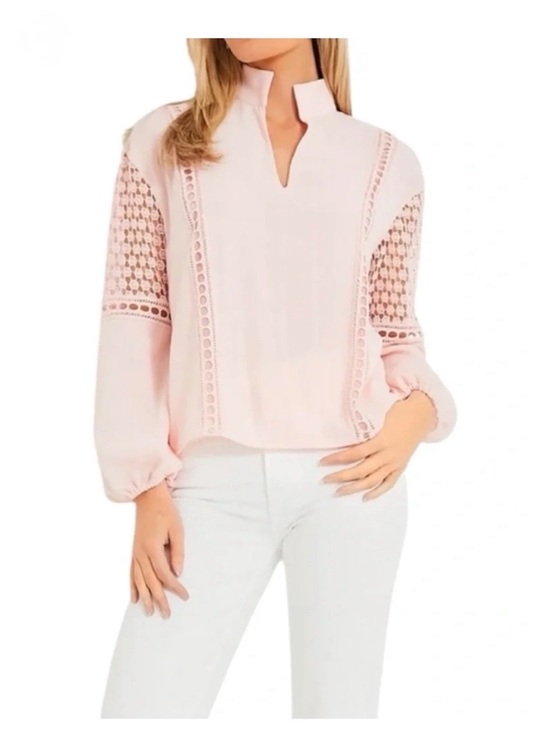 Tuckernuck Tops - Tuckernuck Pink Eyelet Jane Blouse Small Top